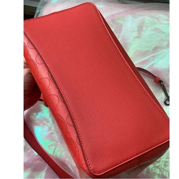Coach Town Bucket Bag Signature Perforated
Leather Miami Red ❤️ RARE - Picture 3 of 3